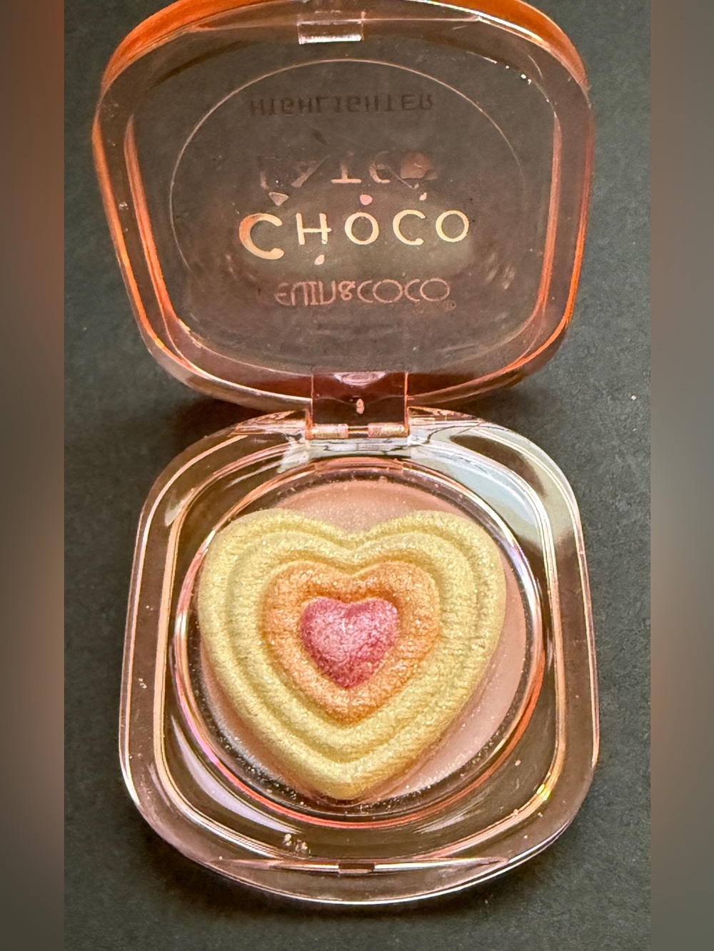 Kevin & Coco Chocolate Glow Highlighter Makeup Heart Shape Shimmer Gold Pink NEW